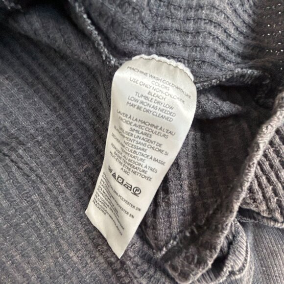 We The Free Womens Coraline Thermal Sweater XS Gray Waffle Knit Pullover Cozy - Picture 8 of 8